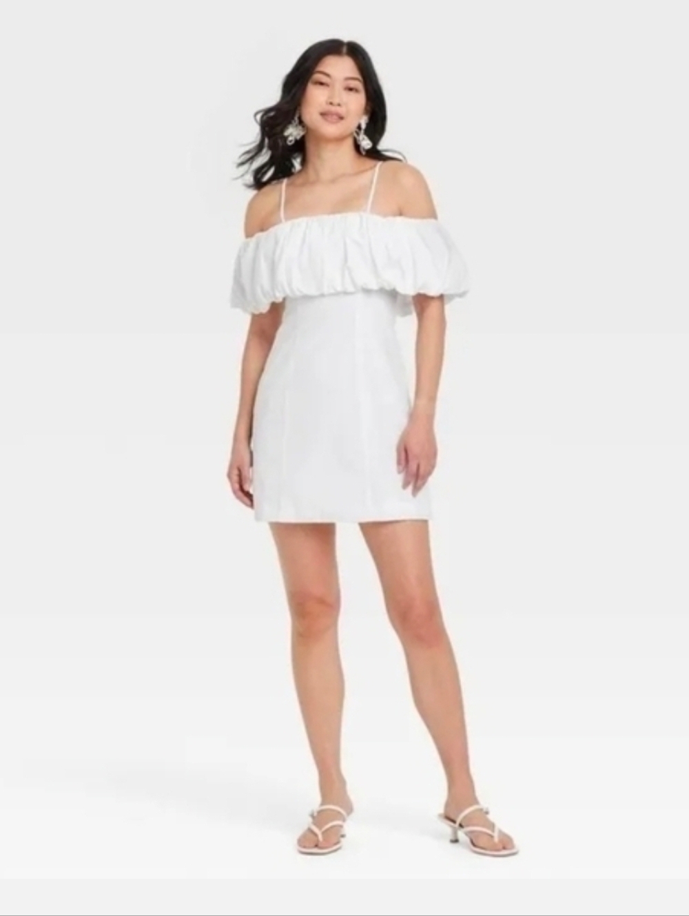 A New Day Women's Ruffle Mini A-Line Dress White Size 4